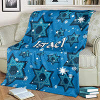 Israel Christmas Blanket with Blue Star of David Pattern and Menorah Motif - Wonder Print Shop