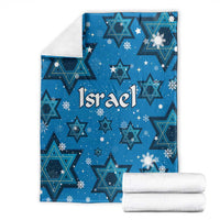 Israel Christmas Blanket with Blue Star of David Pattern and Menorah Motif - Wonder Print Shop