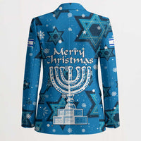 Israel Christmas Blazer with Blue Star of David Pattern and Menorah Motif - Wonder Print Shop