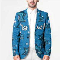 Israel Christmas Blazer with Blue Star of David Pattern and Menorah Motif - Wonder Print Shop