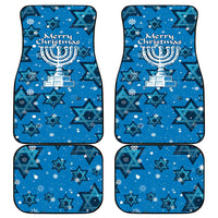 Israel Christmas Car Mats with Blue Star of David Pattern and Menorah Motif - Wonder Print Shop