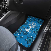 Israel Christmas Car Mats with Blue Star of David Pattern and Menorah Motif - Wonder Print Shop