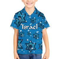Israel Christmas Family Matching Puletasi and Hawaiian Shirt with Blue Star of David Pattern and Menorah Motif - Wonder Print Shop
