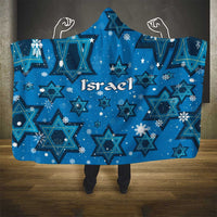 Israel Christmas Hooded Blanket with Blue Star of David Pattern and Menorah Motif - Wonder Print Shop