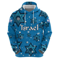Israel Christmas Hoodie with Blue Star of David Pattern and Menorah Motif - Wonder Print Shop