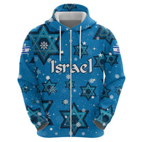 Israel Christmas Hoodie with Blue Star of David Pattern and Menorah Motif - Wonder Print Shop
