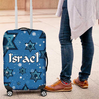 Israel Christmas Luggage Cover with Blue Star of David Pattern and Menorah Motif - Wonder Print Shop