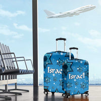 Israel Christmas Luggage Cover with Blue Star of David Pattern and Menorah Motif - Wonder Print Shop
