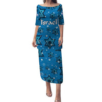 Israel Christmas Puletasi with Blue Star of David Pattern and Menorah Motif - Wonder Print Shop