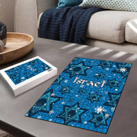 Israel Christmas Puzzle with Blue Star of David Pattern and Menorah Motif - Wonder Print Shop