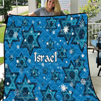 Israel Christmas Quilt with Blue Star of David Pattern and Menorah Motif - Wonder Print Shop