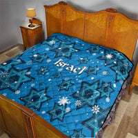 Israel Christmas Quilt with Blue Star of David Pattern and Menorah Motif - Wonder Print Shop