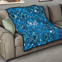 Israel Christmas Quilt with Blue Star of David Pattern and Menorah Motif - Wonder Print Shop