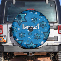Israel Christmas Spare Tire Cover with Blue Star of David Pattern and Menorah Motif - Wonder Print Shop
