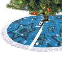 Israel Christmas Tree Skirt with Blue Star of David Pattern and Menorah Motif - Wonder Print Shop