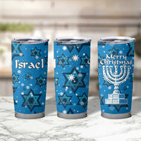 Israel Christmas Tumbler Cup with Blue Star of David Pattern and Menorah Motif - Wonder Print Shop