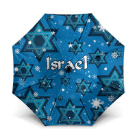 Israel Christmas Umbrella with Blue Star of David Pattern and Menorah Motif - Wonder Print Shop