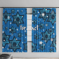 Israel Christmas Window Curtain with Blue Star of David Pattern and Menorah Motif - Wonder Print Shop