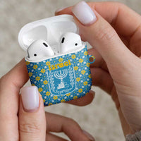 Israel Christmas AirPods Case with Blue-Yellow Star Pattern, Menorah, and Santa Motif - Wonder Print Shop