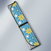Israel Christmas Auto Sun Shade with Blue-Yellow Star Pattern, Menorah, and Santa Motif - Wonder Print Shop