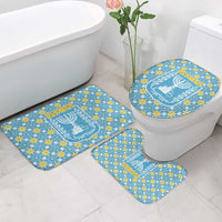 Israel Christmas Bathroom Set with Blue-Yellow Star Pattern, Menorah, and Santa Motif - Wonder Print Shop