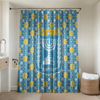 Israel Christmas Bathroom Set with Blue-Yellow Star Pattern, Menorah, and Santa Motif - Wonder Print Shop