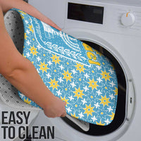 Israel Christmas Bathroom Set with Blue-Yellow Star Pattern, Menorah, and Santa Motif - Wonder Print Shop