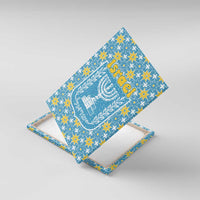 Israel Christmas Canvas Wall Art with Blue-Yellow Star Pattern, Menorah, and Santa Motif - Wonder Print Shop