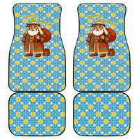 Israel Christmas Car Mats with Blue-Yellow Star Pattern, Menorah, and Santa Motif - Wonder Print Shop