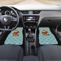 Israel Christmas Car Mats with Blue-Yellow Star Pattern, Menorah, and Santa Motif - Wonder Print Shop