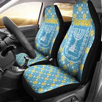 Israel Christmas Car Seat Cover with Blue-Yellow Star Pattern, Menorah, and Santa Motif - Wonder Print Shop