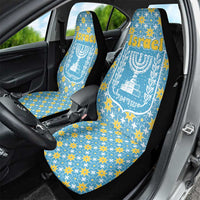 Israel Christmas Car Seat Cover with Blue-Yellow Star Pattern, Menorah, and Santa Motif - Wonder Print Shop