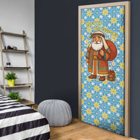 Israel Christmas Door Cover with Blue-Yellow Star Pattern, Menorah, and Santa Motif - Wonder Print Shop