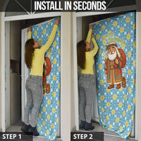 Israel Christmas Door Cover with Blue-Yellow Star Pattern, Menorah, and Santa Motif - Wonder Print Shop