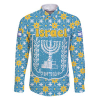 Israel Christmas Family Matching Puletasi and Hawaiian Shirt with Blue-Yellow Star Pattern, Menorah, and Santa Motif - Wonder Print Shop