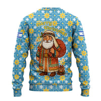 Israel Christmas Ugly Christmas Sweater with Blue-Yellow Star Pattern, Menorah, and Santa Motif - Wonder Print Shop