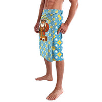 Israel Christmas Lavalava with Blue-Yellow Star Pattern, Menorah, and Santa Motif - Wonder Print Shop