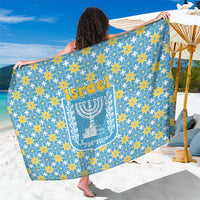 Israel Christmas Sarong with Blue-Yellow Star Pattern, Menorah, and Santa Motif - Wonder Print Shop