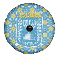 Israel Christmas Spare Tire Cover with Blue-Yellow Star Pattern, Menorah, and Santa Motif - Wonder Print Shop