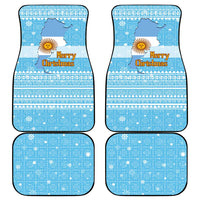 Argentina Christmas Car Mats with Blue-White Snowflake Pattern, Sun Emblem, and Map Motif - Wonder Print Shop