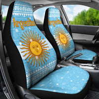 Argentina Christmas Car Seat Cover with Blue-White Snowflake Pattern, Sun Emblem, and Map Motif - Wonder Print Shop