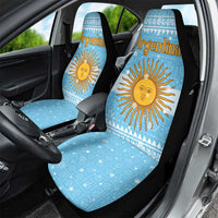 Argentina Christmas Car Seat Cover with Blue-White Snowflake Pattern, Sun Emblem, and Map Motif - Wonder Print Shop