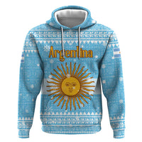 Argentina Christmas Hoodie with Blue-White Snowflake Pattern, Sun Emblem, and Map Motif - Wonder Print Shop