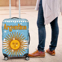 Argentina Christmas Luggage Cover with Blue-White Snowflake Pattern, Sun Emblem, and Map Motif - Wonder Print Shop