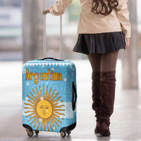 Argentina Christmas Luggage Cover with Blue-White Snowflake Pattern, Sun Emblem, and Map Motif - Wonder Print Shop