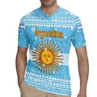 Argentina Christmas Rugby Jersey with Blue-White Snowflake Pattern, Sun Emblem, and Map Motif - Wonder Print Shop