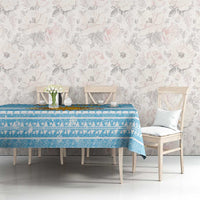 Argentina Christmas Tablecloth with Blue-White Snowflake Pattern, Sun Emblem, and Map Motif - Wonder Print Shop