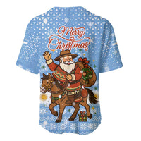 Argentina Christmas Baseball Jersey with Blue-White Snowflake Pattern, Sun Emblem, and Gaucho Santa Riding Horse Motif - Wonder Print Shop