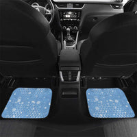 Argentina Christmas Car Mats with Blue-White Snowflake Pattern, Sun Emblem, and Gaucho Santa Riding Horse Motif - Wonder Print Shop