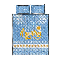 Argentina Christmas Quilt Bed Set with Blue-White Snowflake Pattern, Sun Emblem, and Gaucho Santa Riding Horse Motif - Wonder Print Shop
